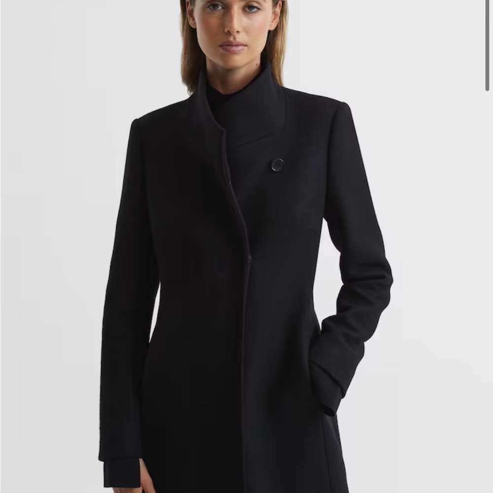 Reiss Wool Blend Mid-Length Coat in dark navy/Black